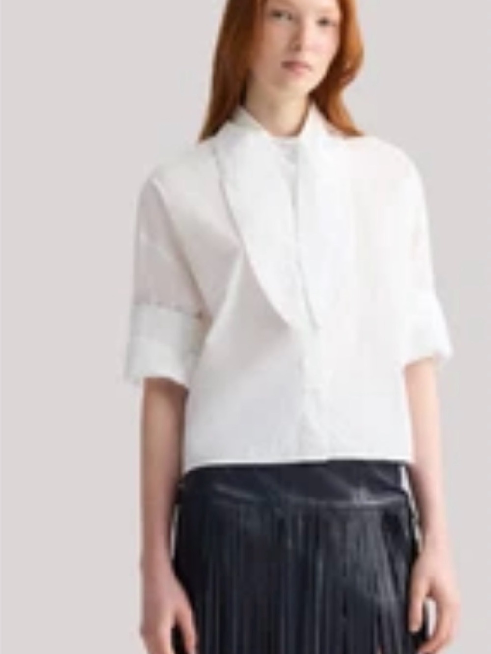 7 For All Mankind linen-silk blend sheer poplin bib blouse NWT size XS